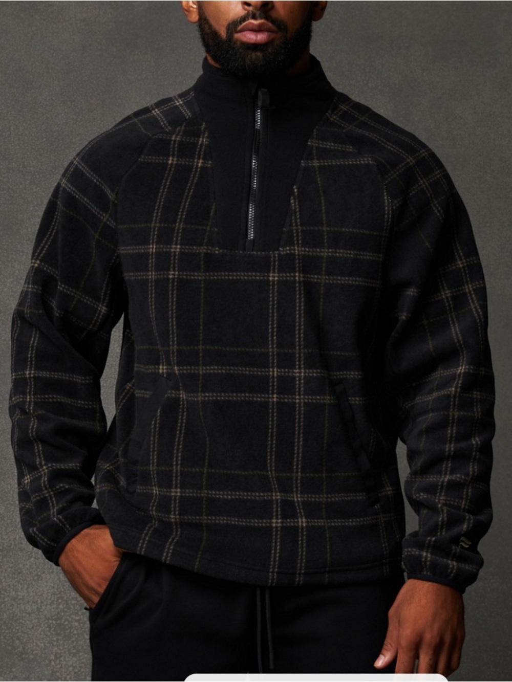 Fabletics Pine City Half zip Fleece Pullover Plaid Medium NWT